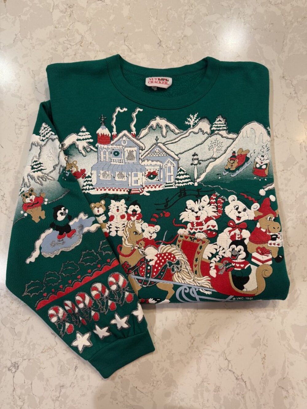VTG VKC 1991 Nutcracker Puff Paint Christmas Sweatshirt